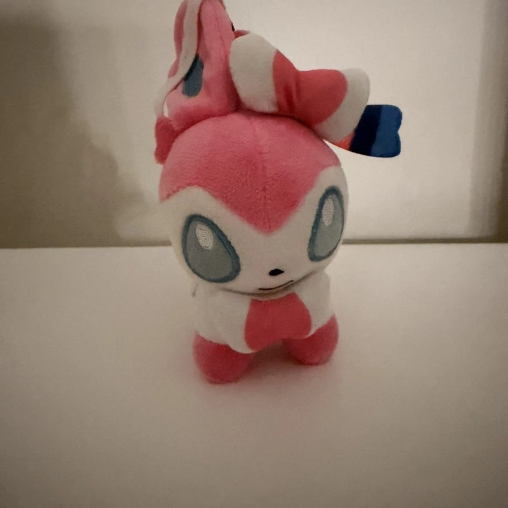 Pokemon Pink and White Plush with Blue Accents